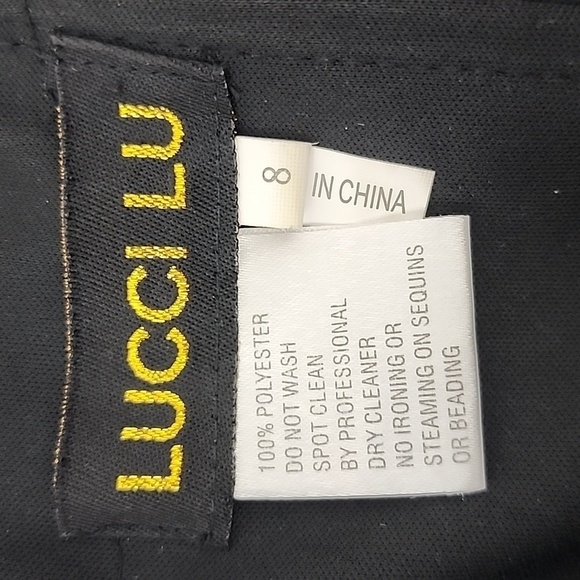 Lucci Lu Sleeveless Off Shoulder Black Formal Fishtail Gown Size 8 - Picture 13 of 13